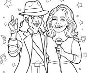 Coloriage michael Jakson et adele heureux