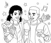 Coloriage michael jakson et chris brown