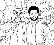 Coloriage michael jakson et l'artiste the weeknd