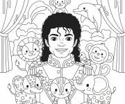 Coloriage Michael Jakson et les animaux