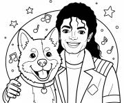 Coloriage Michael Jakson et son chien