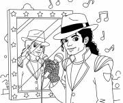 Coloriage Micheal Jakson devant le miroir