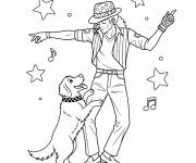 Coloriage Micheal Jakson et la danse avec le chien