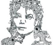 Coloriage Portrait de Michael Jackson zentangle