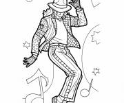 Coloriage Portrait de Micheal en dansant