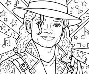 Coloriage Portrait de Micheal Jakson chanteur de pop