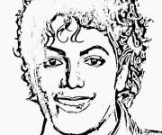 Coloriage T&ecirc;te de Michael Jackson r&eacute;aliste