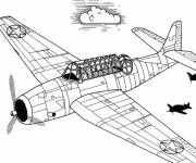 Coloriage Avion militaire ancien en vol