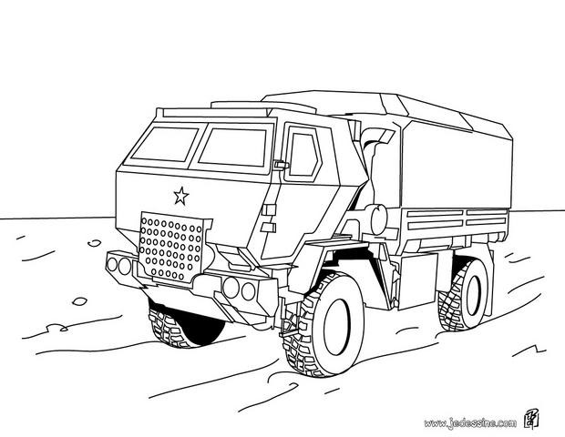Coloriage camion de transport militaire dessin gratuit à imprimer