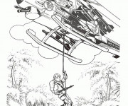 Coloriage Hélicoptère militaire en guerre