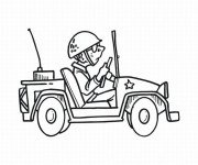 Coloriage Soldat et Jeep militaire