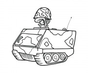 Coloriage Soldat sur petite Tank