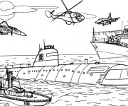 Coloriage Véhicule de guerre maritime