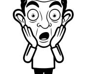 Coloriage La surprise sur le visage de Mr Bean