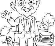 Coloriage Mister Bean te salue depuis le parc