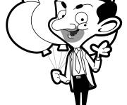 Coloriage Monsieur Bean avec des ballons