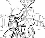 Coloriage Mr Bean &agrave; v&eacute;lo