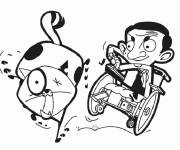 Coloriage Mr Bean attrape le chat