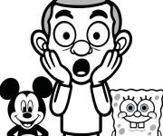 Coloriage Mr Bean avec les personnages drole de dessin anim&eacute;