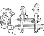 Coloriage Mr Bean avec sa valise de voyage dans le parc
