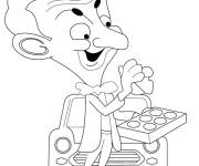 Coloriage Mr Bean avec une barre de chocolat