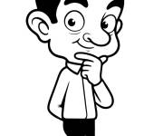 Coloriage Mr Bean cherche une id&eacute;e