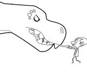 Coloriage Mr Bean contre le dinosaure
