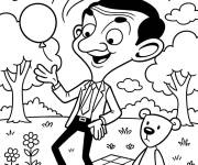 Coloriage Mr Bean dans le parc