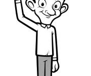 Coloriage Mr Bean debout en levant sa main