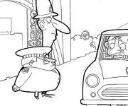 Coloriage Mr Bean devant la station de police