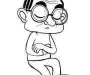Coloriage Mr Bean en fermant les yeux