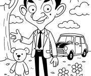 Coloriage Mr Bean en plein air