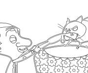 Coloriage Mr Bean essaie de prendre son jouet du chat