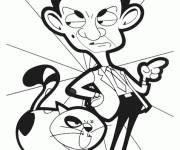 Coloriage Mr Bean et le chat