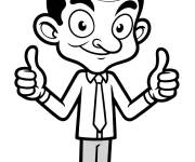 Coloriage Mr Bean et le signe de d'accord