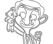 Coloriage Mr Bean et son jouet Teddy