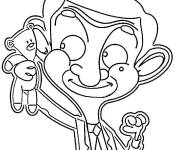 Coloriage Mr Bean et Teddy heureux