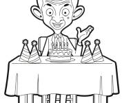 Coloriage Mr Bean f&ecirc;te son anniversaire tout seul
