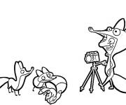 Coloriage Mr Bean pend une photo des renards