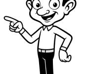 Coloriage Mr Bean pointe le doigt