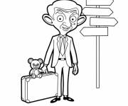 Coloriage Mr Bean prends sa valise