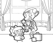 Coloriage Mr Bean qui offre les jouets