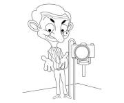 Coloriage et dessins gratuit Mr Bean r&egrave;gle son appreil photo à imprimer