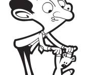 Coloriage et dessins gratuit Mr Bean s'amuse avec son jouet à imprimer