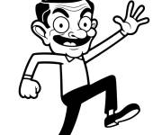 Coloriage Mr Bean saute de joie