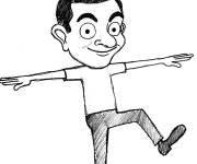 Coloriage Mr Bean se balance