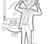 Coloriage Mr Bean se peigne les cheveux