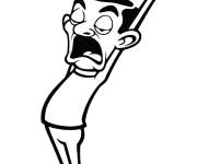 Coloriage Mr Bean se sent fatigu&eacute;