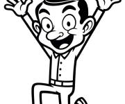 Coloriage Mr Bean sen sent heureux