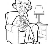Coloriage Mr Bean sur son fauteuil